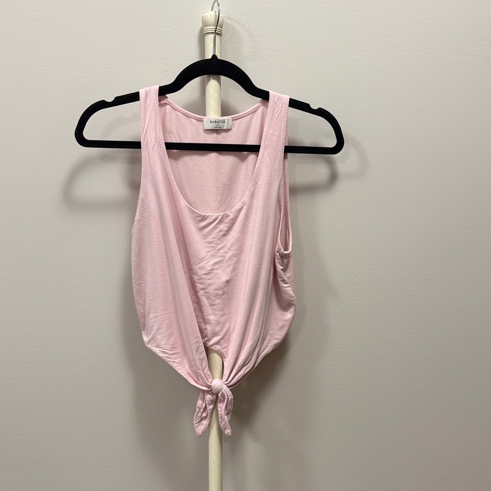 Babaton Light Pink Tie-Front Tank Top